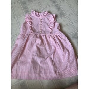 Vintage Kate Greenaway partridge family Pink‎ Seersucker ruffled Sundress Size 3